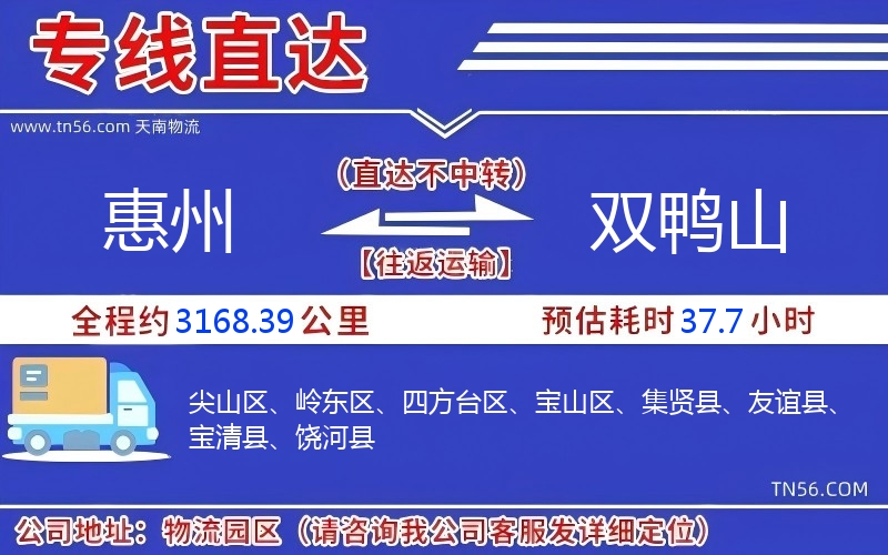 惠州到双鸭山物流公司