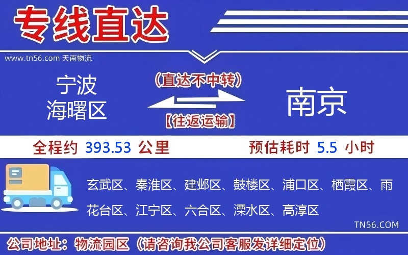 宁波海曙区到南京物流公司