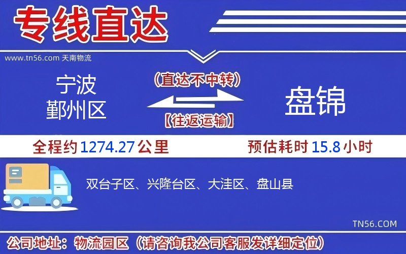 宁波鄞州区到盘锦物流公司