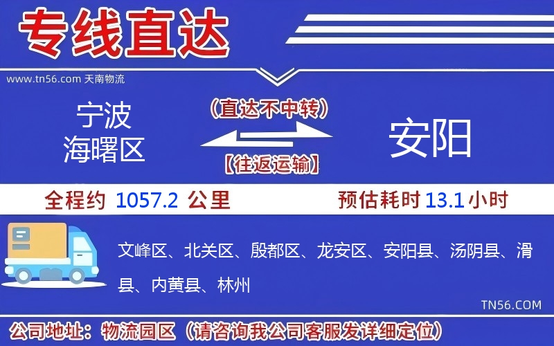宁波海曙区到安阳物流公司 宁波海曙区到安阳物流公司