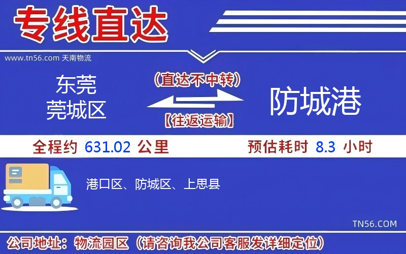 东莞莞城区到防城港物流公司