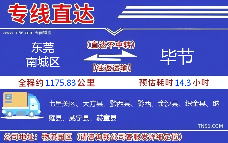 东莞南城区到毕节物流公司