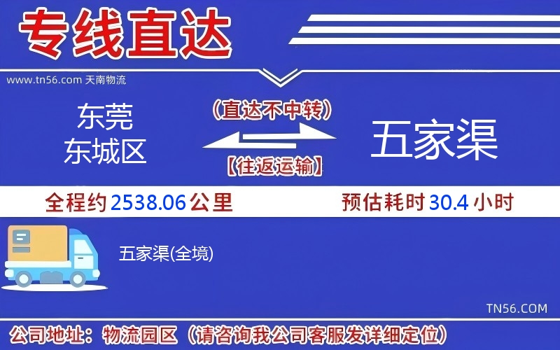 东莞东城区到五家渠物流公司